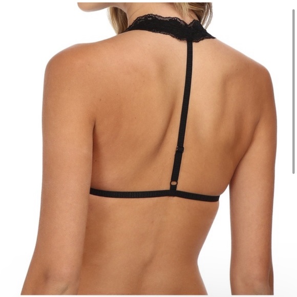 Free People Other - Free People Get Down Black Lace Halter Lace Adjustable Strap Bralette Bandeau XS
